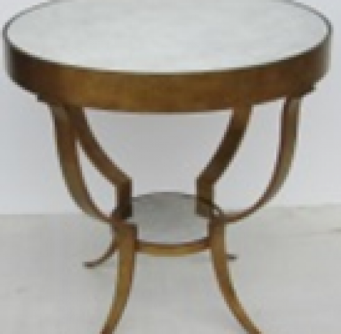 SMALL GUERIDON TABLE ANTIQUE ALUMINUM